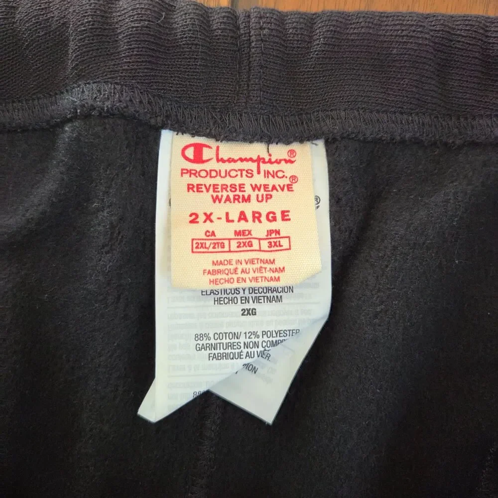 Vintage Champion Reverse Weave Sweatpants 2XL XXL Black Warmup Thick Joggers Y2K